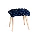 Blau Strick Samt Hocker Polsterhocker Strickhocker Pouf Schminkhocker Samt Schwammgefüllter mit 4 Holzhocker Beine Sitzhocker 45 cm Hoch Samt Hocker für Schminktisch Schlafzimmer Wohnzimmer