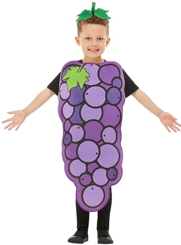 Funidelia | Disfraz de uva para niño y niña Fruta, Comida - Disfraz para niños y divertidos accesorios para Fiestas, Carnaval y Halloween - Talla 3-6 años - Morado