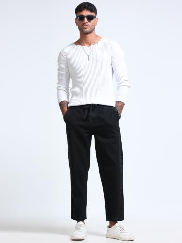 Image of Black Relaxed Ankle Jogger Jeans (MMDJRA03-102)