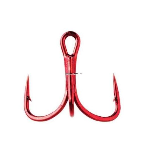 Mustad UltraPoint KVD Elite Series Triple Grip Treble Hook with 1 Extra Strong/2 Extra Short Hooks (Pack of 6), Red, 6