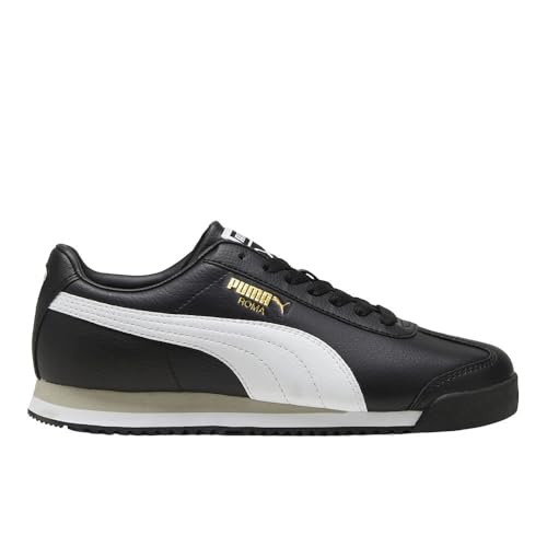 PUMA Men's Roma Sneaker, 24-Standard Black White-Smokey Gray, 9
