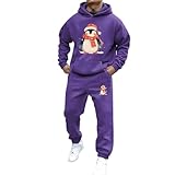 Mfhmom Weihnachtanzug Xmas Funny Jogginganzug Herren Lustig Trainingsanzug Set für Damen Essentials Tracksuit Set Weihnachtdruck Lose Hoodies und Jogginghosen Unisex Weihnachtsoutfit