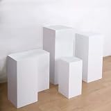 Efavormart Set of 5 White Metal Rectangular Prop Pedestal Stands for Aisle Decor, Plinth Pillar Display Boxes