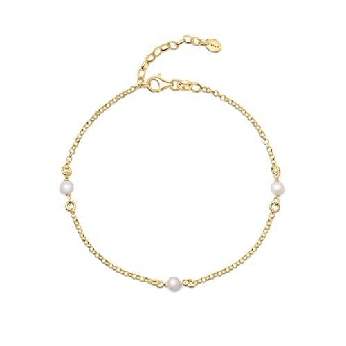 Amberta Tobillera de Bolitas para Mujer en Plata de Ley 925 con P...