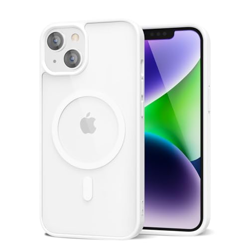 oakxco für iPhone 14 Hülle Magsafe Durchsichtig, Klar Magnetisch Induktives Laden Handyhülle Bunt Dünn Silikon & Transparent Hart Plastik, Cute Einfarbig Clear Case Handy Hülle für Mädchen, Weiß oakxco für iPhone 14 Hülle Magsafe Durchsichtig, Klar Magnetisch Induktives Laden Handyhülle Bunt Dünn Silikon & Transparent Hart Plastik, Cute Einfarbig Clear Case Handy Hülle für Mädchen, Weiß