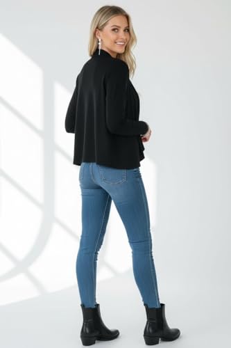 Image of ToBeInStyle Womens Open Front Long Sleeve Lightweight Asymmetrical Draped Cardigan with Side Pockets