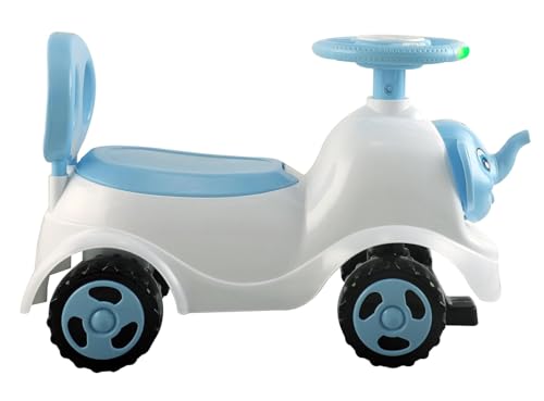 Image of kidsROAR Push Ride On Car for Kids 1-5 Years | Baby Push Car with Music, 3D Lights & Backrest | Premium Ride On Toy Supports Up to 35kg (Elephant, Blue)