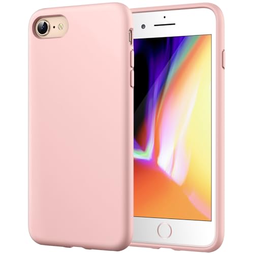 JETech Funda de Silicona Compatible iPhone SE 3/2 (Modelo 2022/2020), iPhone 8 y iPhone 7, 4,7', Sedoso-Tacto Suave, Cubierta a Prueba de Golpes con Forro de Microfibra (Rosado)