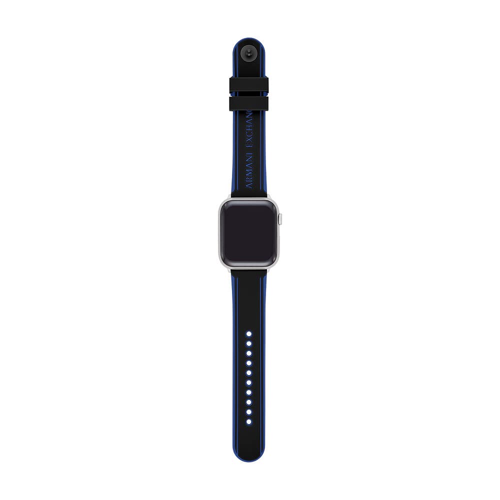 Armani Exchange męski silikonowy pasek do Apple Watch®, dopasowany do 42/44/45 mm z zapięciem na pojedynczy guzik