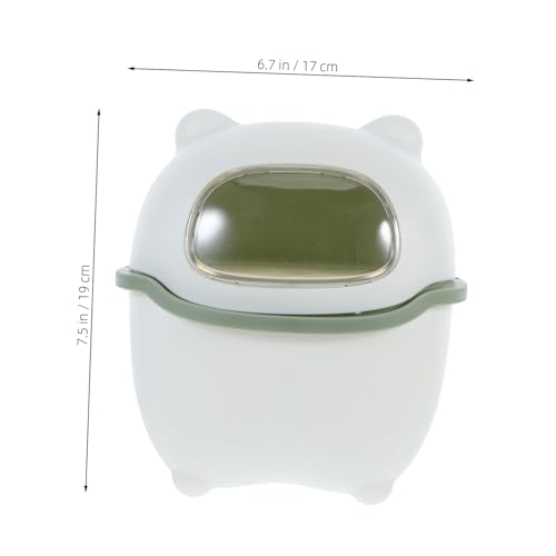 Basurero de escritorio pequeño con tapa diseño oso caricatura miniatura 2