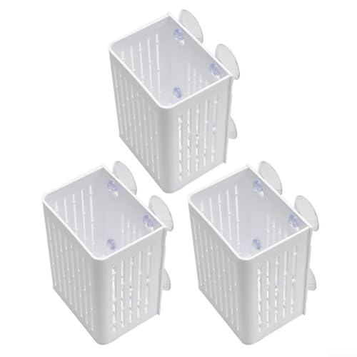 Aquarium Plant Holder with Hooks Top Hanging Fish Tank Plant Pot Aquarium Plant Basket Aquatic Plant Basket Fish Tank Planters Suction Cup Planters Wall Mounted Aquarium Planters(White)