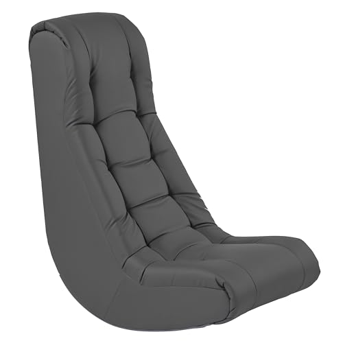 FDP Tufted Floor Rocker for Kids, Teens and Adults Comfortable, Ergonomic Chair for Reading, Playing Video Games, or Watching TV - Dark Gray, 10488-DG