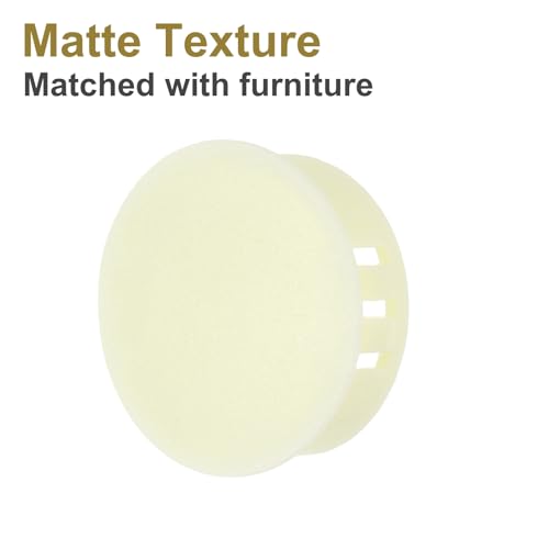 Image of MECCANIXITY 64PCS 28mm(1 3 /32 inch) Cream White Plastic Hole Plugs, Flush Type Panel Hole Plugs Insert End Caps for Locking Hole Tubes Furniture Cabinet