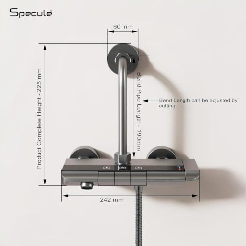 Image of Matte Black 3 in 1 Wall Mixer Shower Set with L Bend, 5 Flow Overhead Shower, Hand Shower Set| Bathroom Shower Kit for Hot & Cold Water