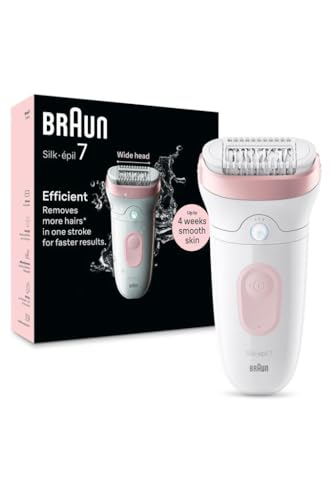 Image of Braun Silk-epil 7 Women's Epilator, Electric Epilator for Women with Wide Head for Easy Epilation, Wet & Dry, Long Smooth Skin, 7-000, White /Pink