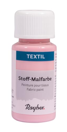 Rayher Pintura textil permanente, rosado, 50 ml, pintura acrílica para tela clara, 35062258
