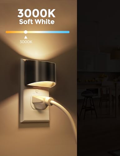 Image of L LOHAS LED Night Lights Plug into Wall 4 Pack, Dusk to Dawn Nightlight | Plug in Night Light with Brightness Adjustable, 3000K Soft White
