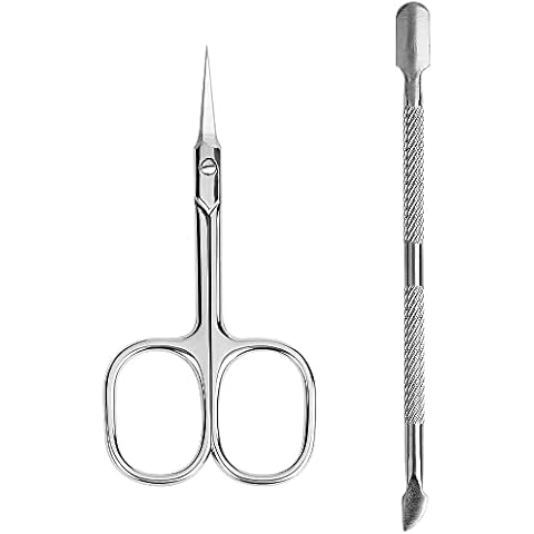 Bimormat Professional Nail Scissors Set Stainless Steel Cuticle Scissors Improved Version Sharp Curved Cutting Edge Dead Skin Scissors Precise Pointed Manicure Pedicure or Trim Eyebrows Beard(Silver) Cover