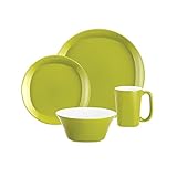 Rachael Ray Dinnerware Round and Square 4-Piece Stoneware Dinnerware Set, Green