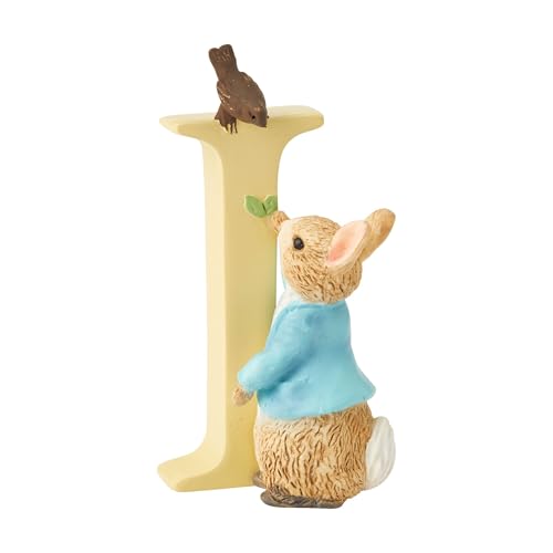 Enesco Beatrix Potter Alphabet Collection Letter I Peter Rabbit and Bird Figurine, 3.15 Inch, Multicolor