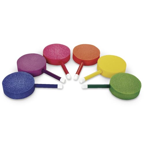 Nasco PE03322 Lollipop Foam Paddles, Set of 6 Assorted Colors, 8" Dia