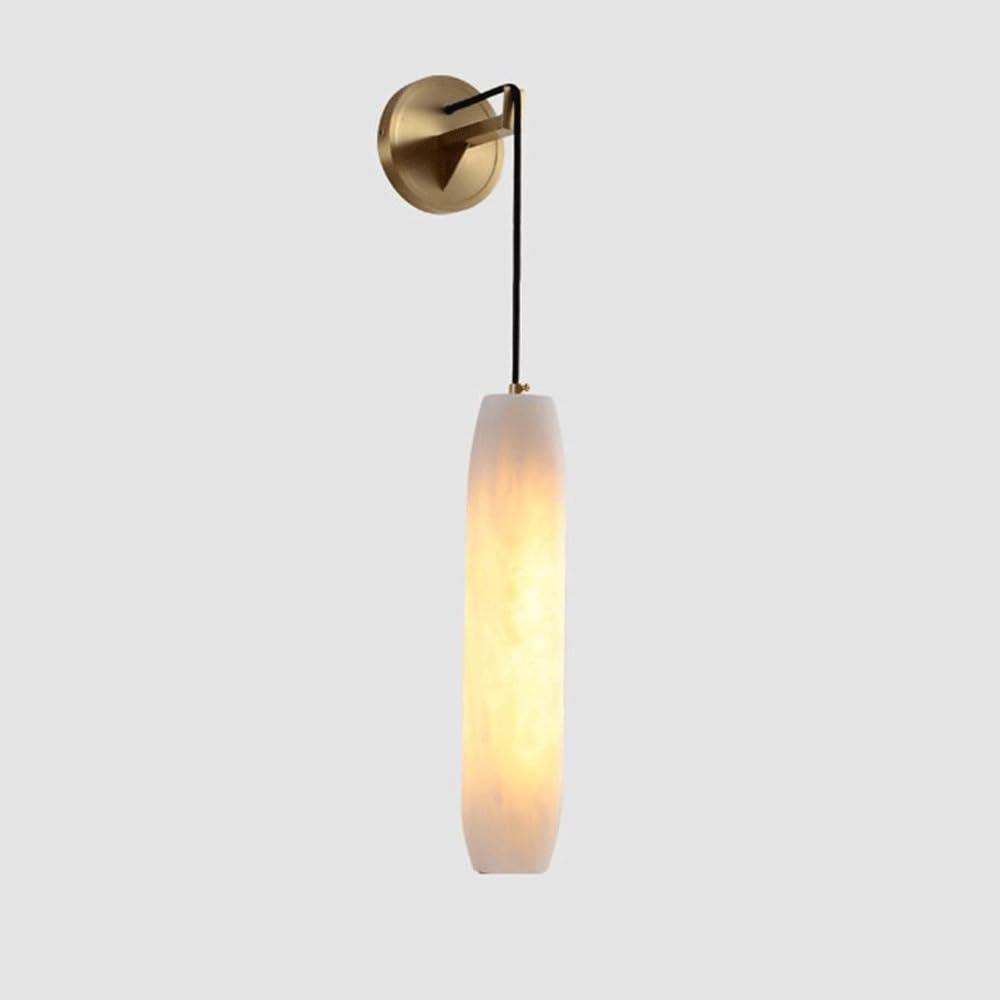 Natural Alabaster Wall Sconce Lamp Adjustable Height Marble Sconce Lighting Hardwired E14 Gold Modern Alabaster Sconce Wall Light Fixture Marble Stone Vanity Lights For Bedroom Stairs Bedside Hallway