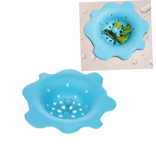 Colador para fregadero de silicona en forma de flor azul miniatura 3