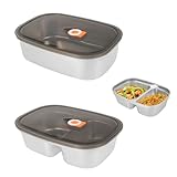 BAODBF 2 fiambreras de acero inoxidable, resistentes al agua, para adultos, sin BPA, con compartimentos y juntas, para pícnic, escuela, trabajo (1700 ml y 1200 ml)