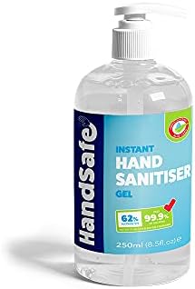 500ml Instant Hand Sanitiser Gel Conveniently Supplied in 2 x 250ml Pump Bottles from Handsafe, Kills 99.9%+ Bacteria, 62% Alcohol Based, Medical Grade, Anti Bacterial Fast Acting Formula