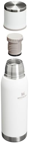 Image of Stanley Adventure-To-Go Vacuum Bottle 25 oz | Wide Mouth with Leakproof Cup Lid | Keep Drinks Hot or Cold | Packable for Travel | Insulated Stainless Steel Thermal Bottle | BPA-Free | Frost White