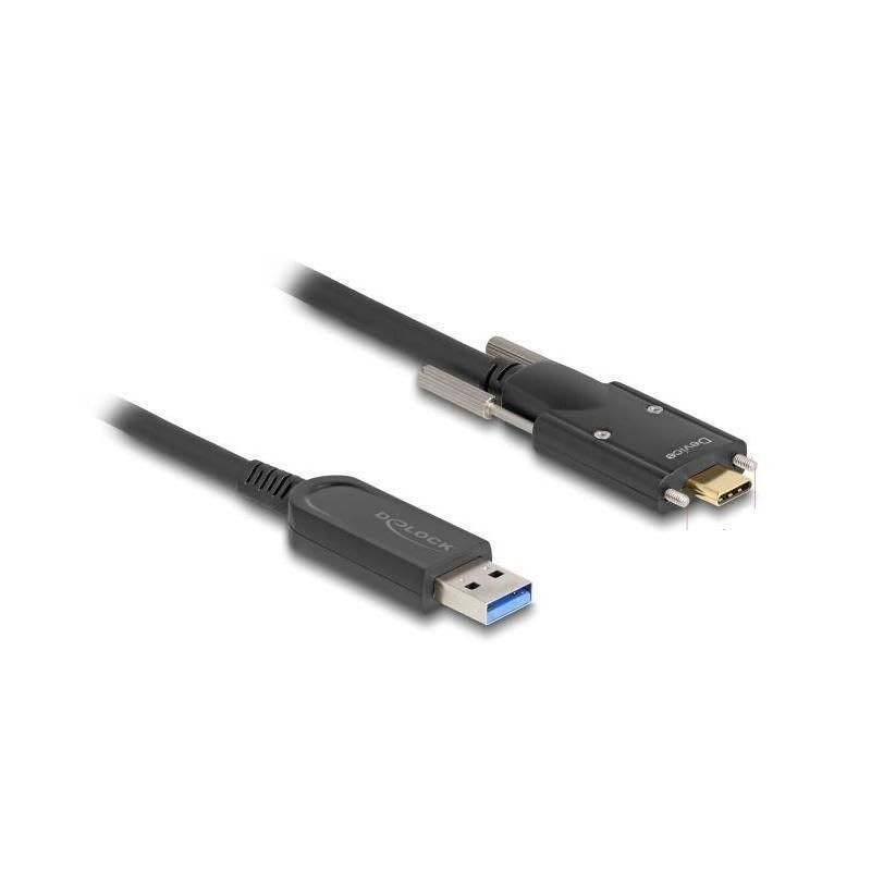 Delock Aktives Optisches Kabel Usb 10 Gbps TyP-A Stecker Zu Usb TypE-C? Stecker Mit Schrauben Seitlich 5 M (83200)