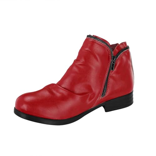 Generisch Stiefeletten Damen Flach Spitze Stiefel Kurzstiefel Mit Reissverschluss Ankle Boots Frauen Wildleder Schuhe Damenschuhe Mode Elegant Halbstiefel Bequeme Vintage Ankle Boots