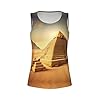 Egyptian Pyramid in Desert Print Lightweight Breathable Sleeveless Top Gym Tank Tops Woman Summer Yoga Activewear, Black, XXL #4