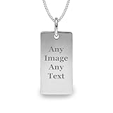 COLUMN Colgante de plata de ley 925 con colgante de barra de identificación personalizable con grabado rectangular y cadena de plata