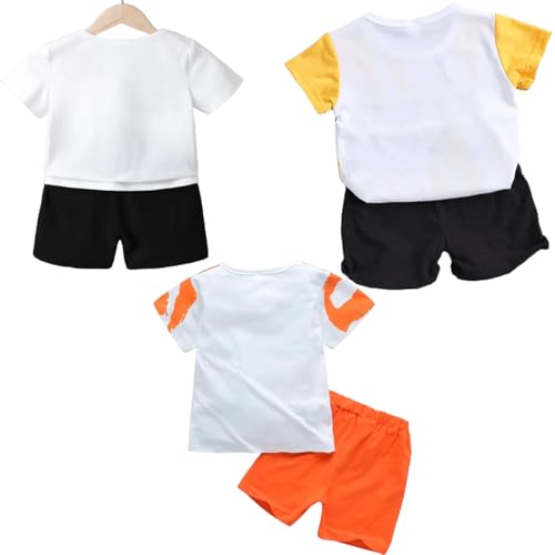 Image of Lofn Cotton Clothing Sets for Baby Boys & Baby Girls - Unisex Clothing Sets Half Sleeve T-Shirt & Shorts(KDST44-WHBL-KDST47-WHOG-14-KDST49-WHBLCG)