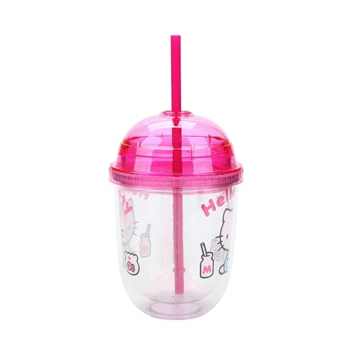 Tasse double paroi Hello Kitty gobelet plastique réutilisable rose 388ml