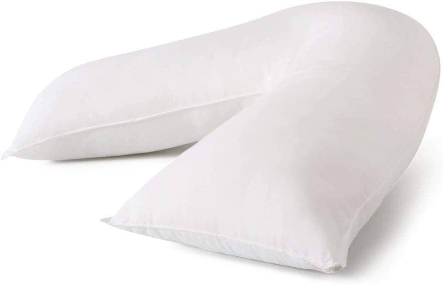 V Pillow with Pillowcase (Assorted Color), 100% Virgin Hollowfibre V Shaped Pillow with Pillowcase, Hypoallergenic Triangle Pillow, Orthopedic Support Pillow for Pregnancy, Maternity & Pain Relief