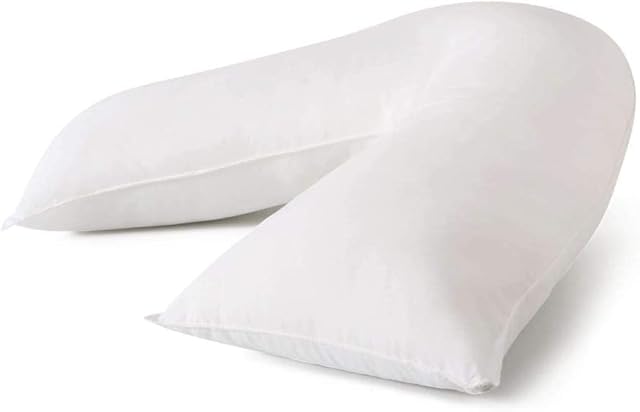 V Pillow with Pillowcase (Assorted Color), 100% Virgin Hollowfibre V Shaped Pillow with Pillowcase, Hypoallergenic Triangle Pillow, Orthopedic Support Pillow for Pregnancy, Maternity & Pain Relief