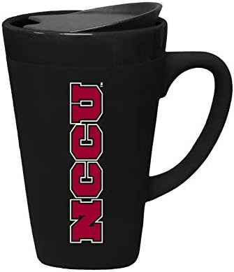 The Fanatic Group North Carolina Central University Ceramic Mug with Swivel Lid, Design 2 - Black