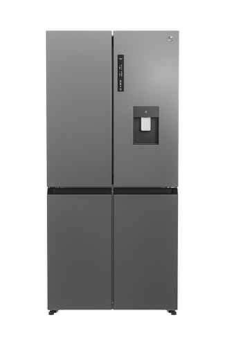 Hoover Free Standing Cube Fridge Freezer, 4 Doors, No Frost, E Class, 463L Total Capacity, Non Plumbed, Silver 83x65x181cm - HHCR3818EWPL