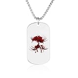 [DLKJ] ネックレス 彼岸花 花柄 メンズ/レディース プレートペンダント 記念 ロングチェーン セーターチェーン シルバー ペンダント 鎖骨 チェーンネックレス バンド ヒップホップ プレゼント チャーム 金属アレルギーを防ぐ 低刺激性 チタン鋼 長方形 カッコいい 人気