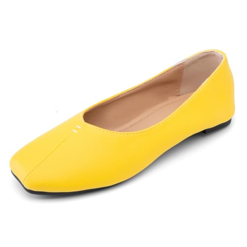 Ballet Flats for Womens Girls Square Toe Soft Comfortable Slip On Ballerina Walking Loafers Dress Shoes