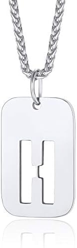ChainsPro Men Dog Tag Necklace,Initial Letter Pendant with 22+2'' Chain,Silver/Gold/Black (Gift Wrapped)
