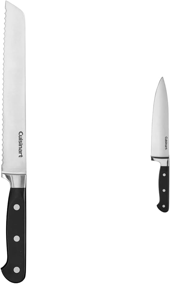 Cuisinart C77TR-8BD Triple Rivet Collection 8" Bread Knife, Black & C77TR-8CF Triple Rivet Collection 8" Chef Knife, Black