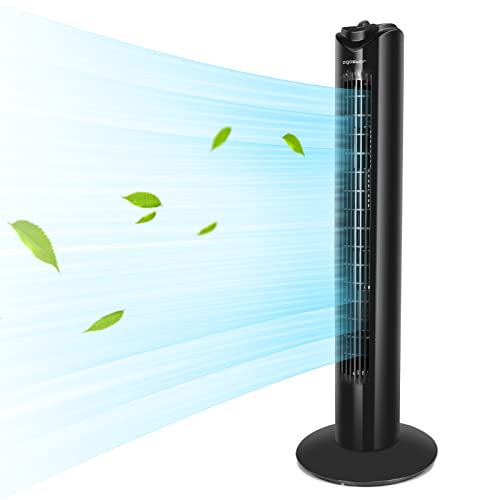 Aigostar Ventilador de Torre, 3 Velocidades, Oscilación de 85º, Silencioso, Temporizador 120 min, 82 cm de Alto, Diseño Compacto, Fácil Instalación. Ventilador de Pie Portátil 45W