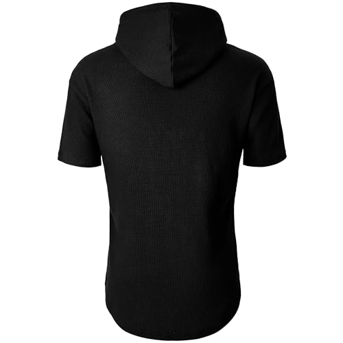 GIVON Men’s Slim Fit Waffle Knit Pullover Hoodie Lightweight Short Sleeve with 100% Cotton3