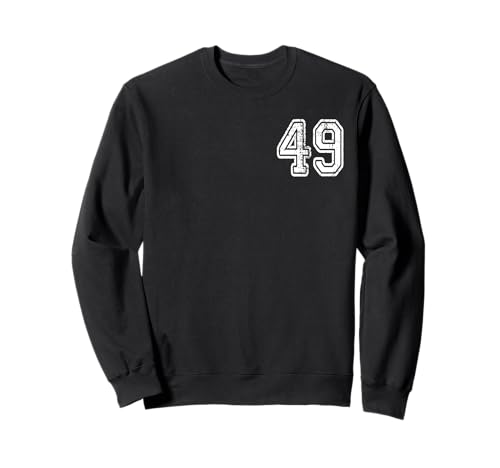 Image of Number 49 Grungy White Sports Team Style Sweatshirt