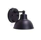 CORAMDEO Oakhouse Dusk to Dawn 6” Barn Light, Outdoor Farmhouse Porch Wall Fixture in Black Finish &