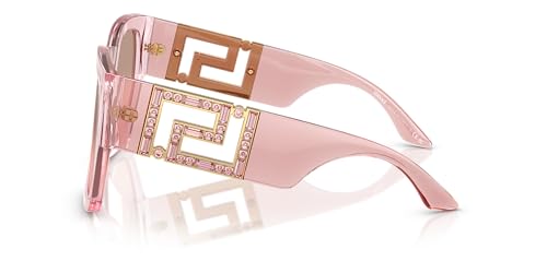 Versace Woman Sunglasses Transparent Pink Frame, Light Pink Mirror Silver Lenses, 59MM2
