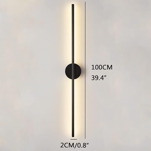 Image of SINOMAN Modern LED Black Wall Light Vertical Metal Wall Lamp Soft & Bright LED 3 Step Color Changing, Ambient Lighting Ideal for Living Room, Bedroom, Hallway, Bathroom and Home Decoration